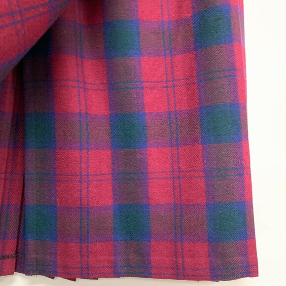 Archie Brown & Son Women's Skirt 8 Red Purple Blue Multicolor Wool Pleated - Picture 2 of 5